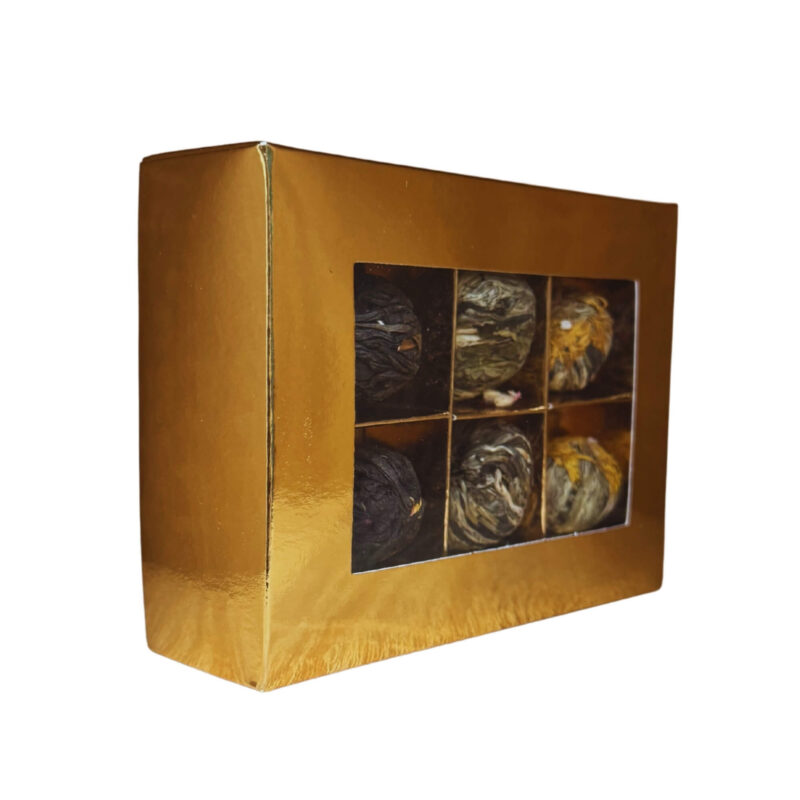 Zestaw bombonierka 6 herbat kwitnących złote - obrazek 4