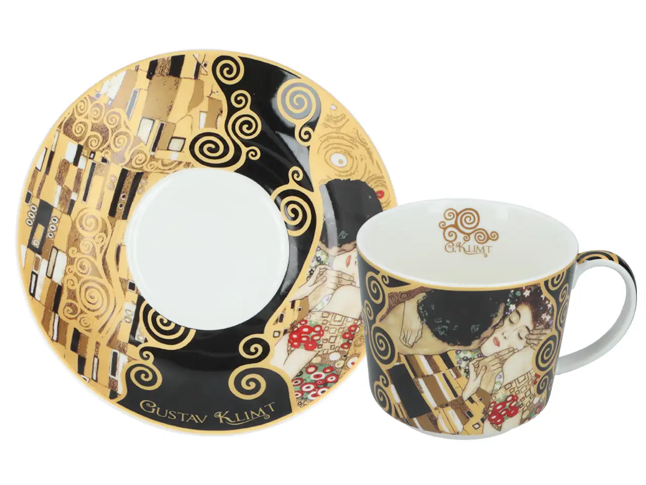 Filiżanka ze spodkiem THE KISS BROWN inspired by Klimt