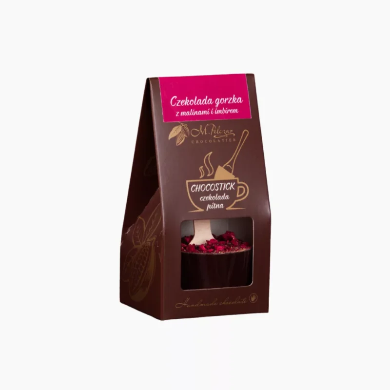Chocostick z gorzkiej czekolady 70,4% z nutą maliny i imbiru  60g