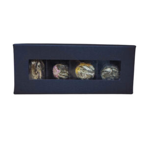 Zestaw bombonierka czarna 4 herbat kwitnących