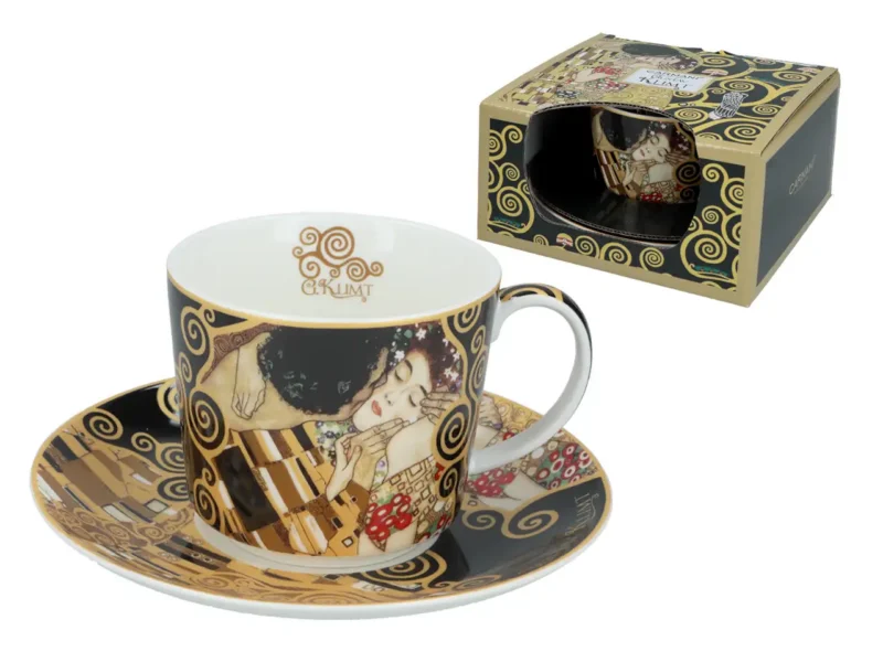 Filiżanka ze spodkiem THE KISS BROWN inspired by Klimt - obrazek 2