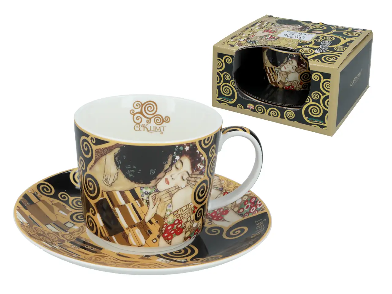Filiżanka ze spodkiem THE KISS BROWN inspired by Klimt - obrazek 2