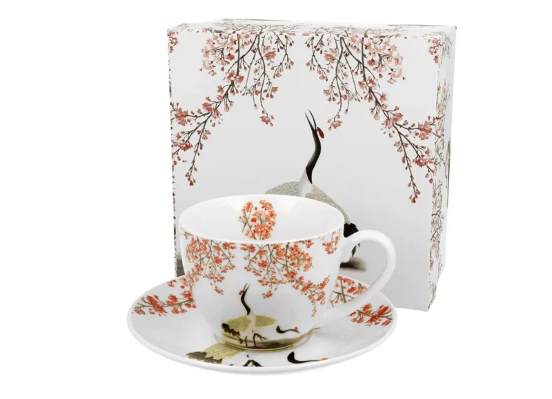Filiżanka ze spodkiem SAKURA I ŻURAWIE