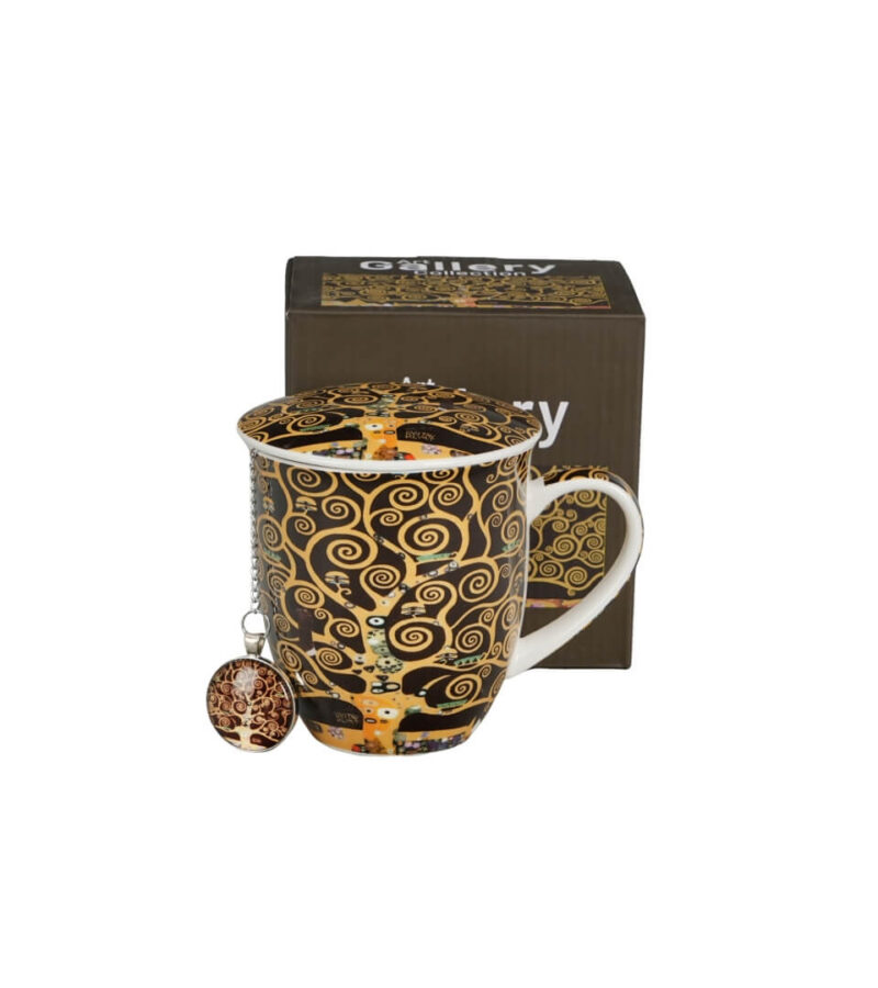 Kubek z zaparzaczem z zawieszką TREE OF LIFE BROWN inspired by Klimt - obrazek 2