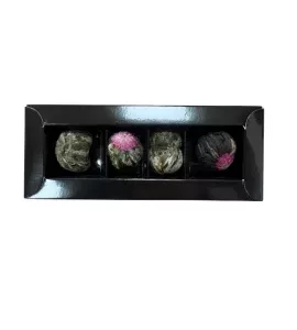 Zestaw bombonierka czarna 4 herbat kwitnących