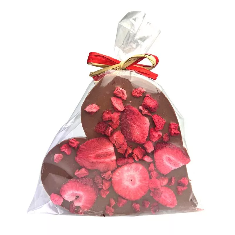 Serce czekolada mleczna z truskawkami 85g