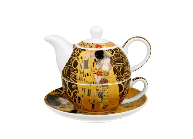 Filiżanka z dzbankiem i spodkiem THE KISS BROWN inspired by Klimt - obrazek 3