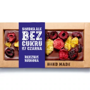 Czarna czekolada bez dodatku cukru – wiśnia, mandarynka