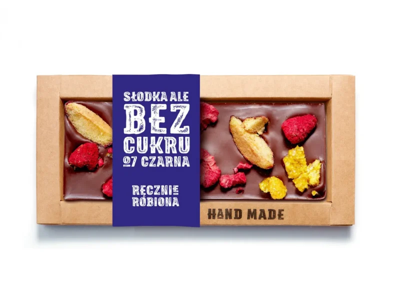 Deserowa czekolada bez dodatku cukru – śliwka, malina, mandarynka
