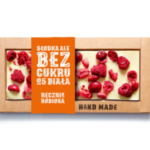 Biała czekolada bez dodatku cukru – malina, żurawina 53 g