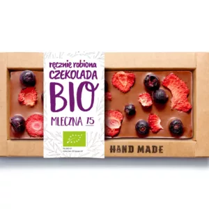 Czekolada Mleczna BIO czarna porzeczka i truskawka