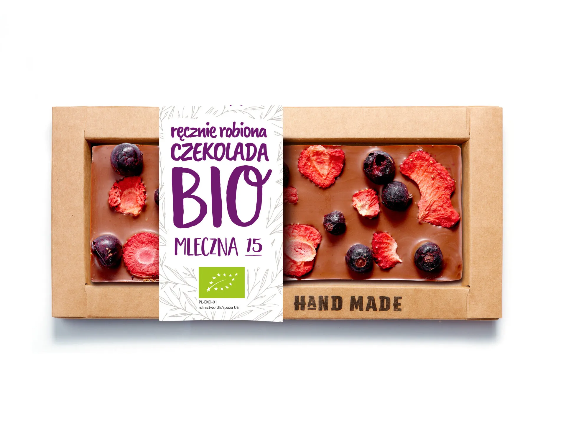 Czekolada Mleczna BIO czarna porzeczka i truskawka