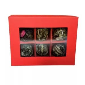 Zestaw bombonierka czerwona 6 herbat kwitnących