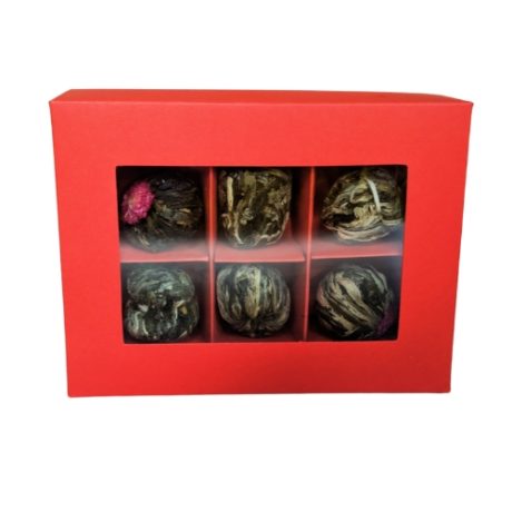 Zestaw bombonierka czerwona 6 herbat kwitnących