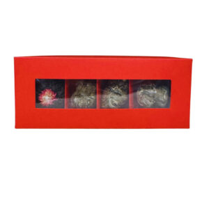 Zestaw bombonierka czerwona 4 herbat kwitnących