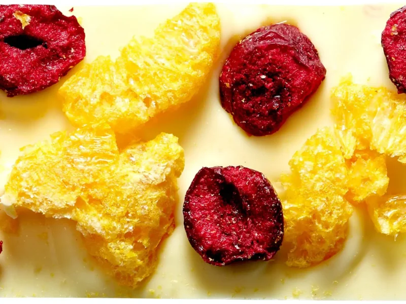 Biała czekolada bez dodatku cukru – wiśnia, mandarynka - obrazek 2