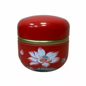 Puszka okrągła czerwona kwiatki