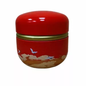 Puszka okrągła czerwona ptaszki