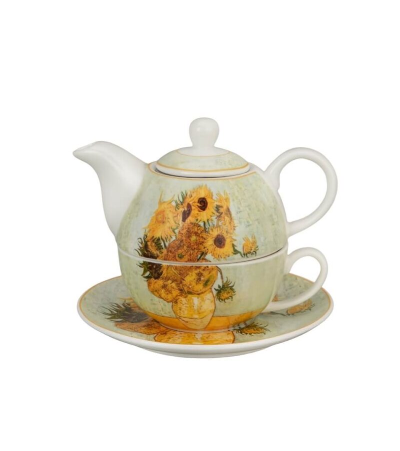 Filiżanka z dzbankiem i zaparzaczem SUNFLOWERS inspired by Van Gogh - obrazek 2