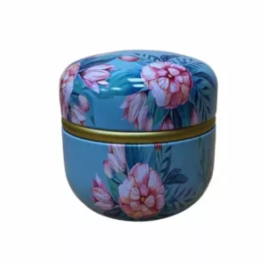 Puszka okrągła niebieska kwiatki