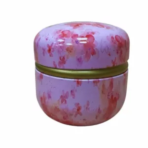 Puszka okrągła różowa kwiatuszki