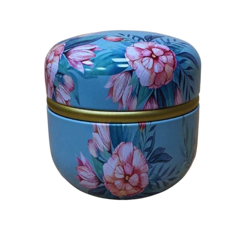 Puszka okrągła niebieska kwiatki