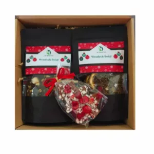 Zestaw prezentowy dwie herbaty i choinka z czekolady