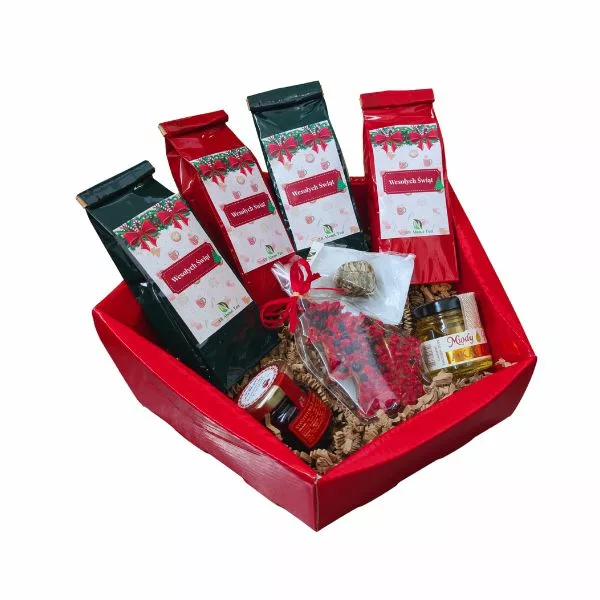 Zestaw świąteczny czterech herbat, czekolada, miód, konfitura - obrazek 2