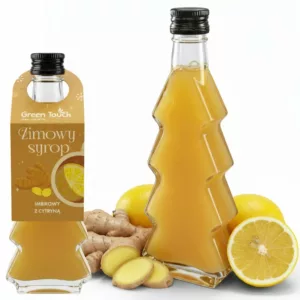 Syrop zimowy imbirowy z cytryną 250 ml naturalny butelka choinka do herbaty