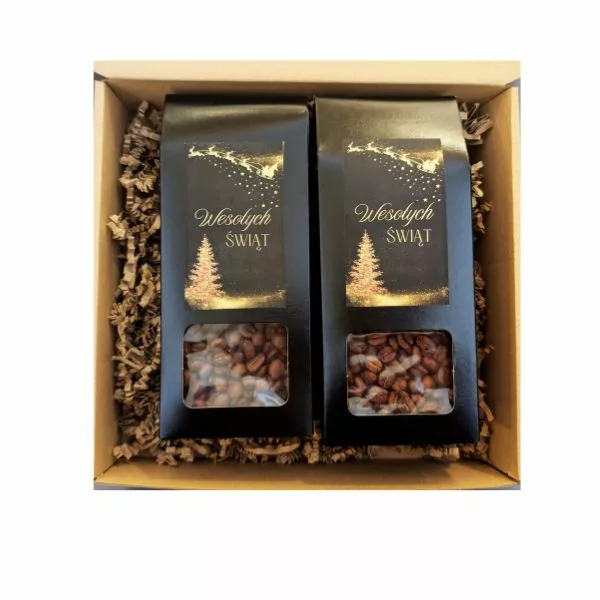 Zestaw prezentowy dla kawosza na święta dwie kawy w eko pudełku