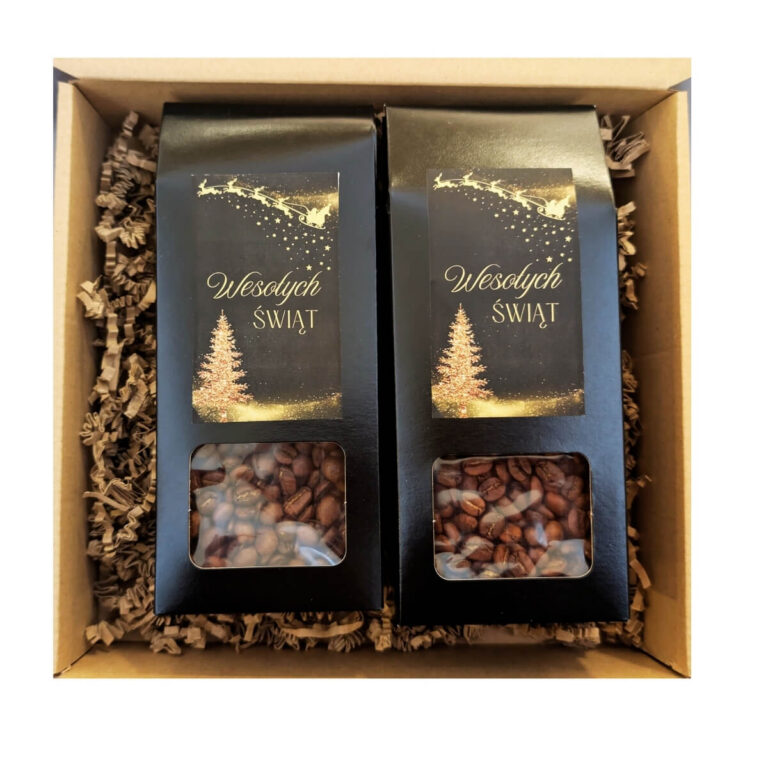 Zestaw prezentowy dla kawosza na święta dwie kawy w eko pudełku