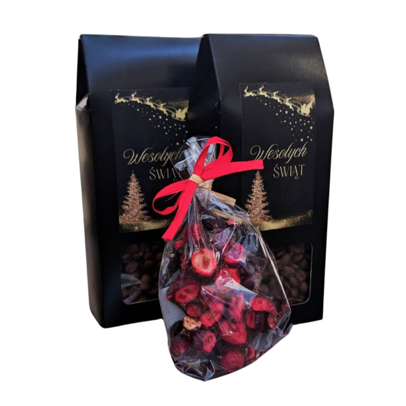 Zestaw prezentowy dla kawosza na święta dwie kawy, czekolada