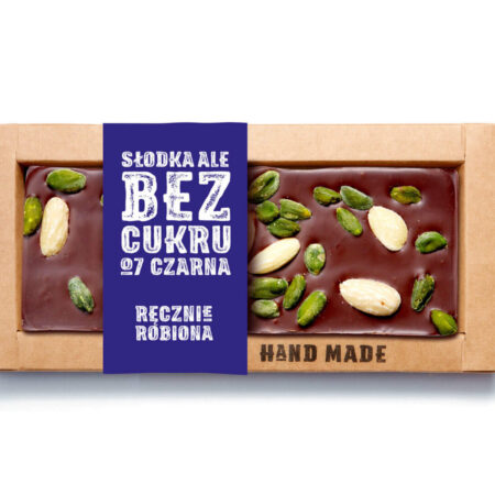 Czarna czekolada bez dodatku cukru – pistacja, migdały 53 g