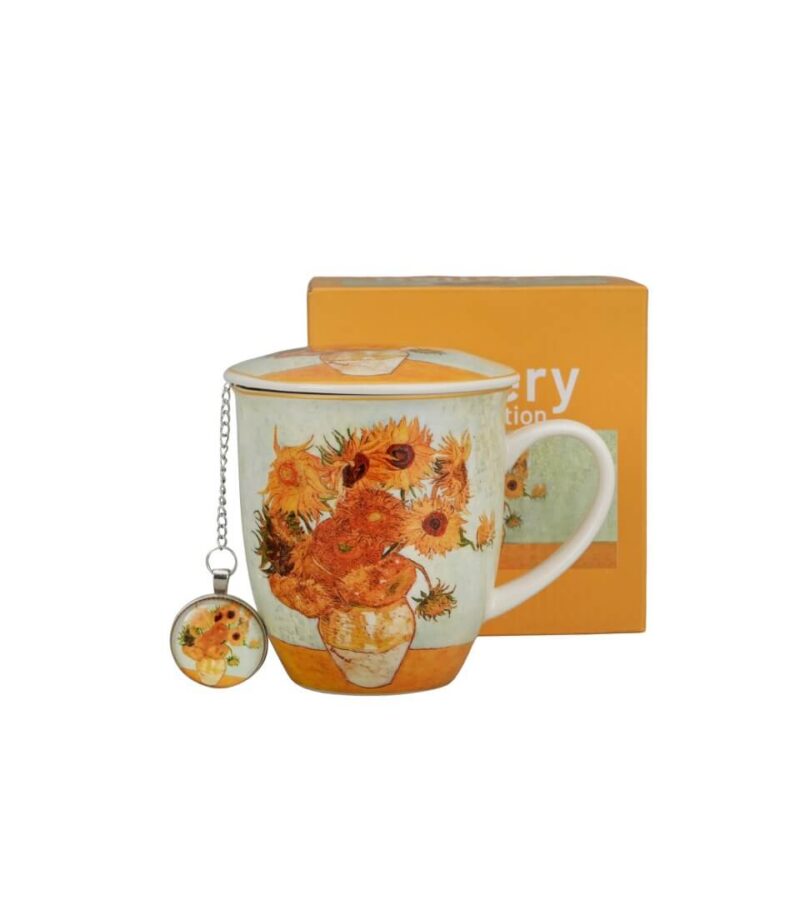 Kubek z zaparzaczem z zawieszką SUNFLOWERS inspired by Van Gogh - obrazek 2